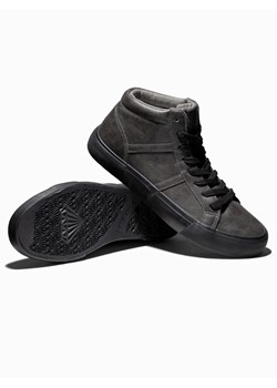 Buty męskie sneakersy za kostkę z kontrastową podeszwą - grafitowe V3 OM-FOTH-0124 ze sklepu ombre w kategorii Trampki męskie - zdjęcie 159250269