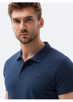 Koszulka męska polo z dzianiny pique - granatowy V2 S1374 ze sklepu ombre w kategorii T-shirty męskie - zdjęcie 159250419