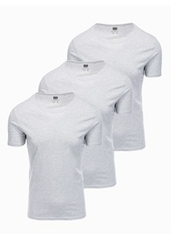 Zestaw koszulek bawełnianych BASIC 3-pak - szary melanż V16 Z30 ze sklepu ombre w kategorii T-shirty męskie - zdjęcie 159250526