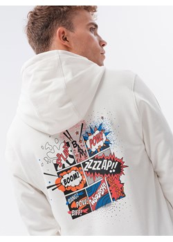Bluza męska hoodie z nadrukiem na plecach - ecru V3 B1357 ze sklepu ombre w kategorii Bluzy męskie - zdjęcie 159250707