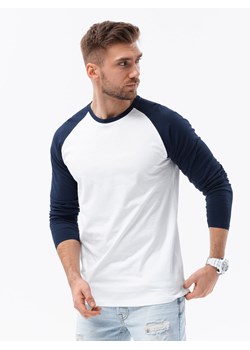 Longsleeve męski z reglanowym rękawem - biało-granatowy V1 L155 ze sklepu ombre w kategorii T-shirty męskie - zdjęcie 159250775