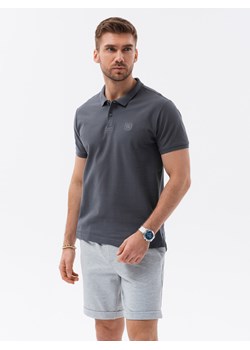 Koszulka męska polo z dzianiny pique - grafitowy V3 S1374 ze sklepu ombre w kategorii T-shirty męskie - zdjęcie 159251119