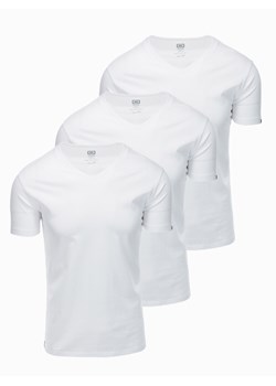 Zestaw koszulek bawełnianych V-NECK 3-pak - biały V8 Z29 ze sklepu ombre w kategorii T-shirty męskie - zdjęcie 159251129