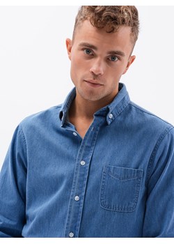 Koszula męska klasyczna jeansowa -niebieska V1 K568 ze sklepu ombre w kategorii Koszule męskie - zdjęcie 159251499