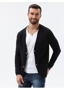 Sweter męski kardigan - czarny V3 E193 ze sklepu ombre w kategorii Swetry męskie - zdjęcie 159251569
