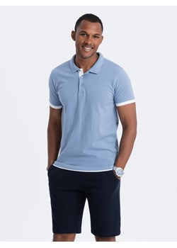 Koszulka męska polo bawełniana - niebieska V3 S1382 ze sklepu ombre w kategorii T-shirty męskie - zdjęcie 159251629