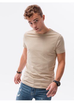T-shirt męski bawełniany BASIC - piaskowy V11 S1370 ze sklepu ombre w kategorii T-shirty męskie - zdjęcie 159251655