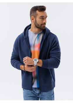 Bluza męska rozpinana hoodie z nadrukami - granatowa V3 B1423 ze sklepu ombre w kategorii Bluzy męskie - zdjęcie 159252065