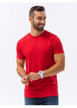 T-shirt męski bawełniany BASIC - czerwony S1224 ze sklepu ombre w kategorii T-shirty męskie - zdjęcie 159252307