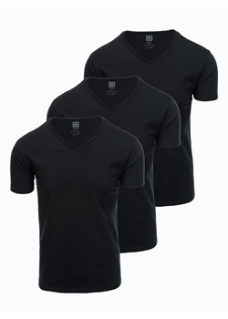 Zestaw koszulek bawełnianych V-NECK 3-pak - czarny V9 Z29 ze sklepu ombre w kategorii T-shirty męskie - zdjęcie 159252457