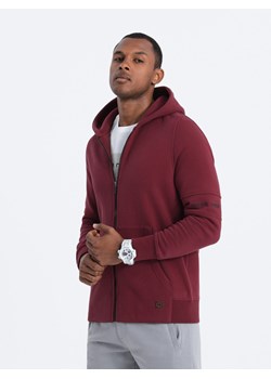 Bluza męska rozpinana hoodie z nadrukami - bordowa V5 B1423 ze sklepu ombre w kategorii Bluzy męskie - zdjęcie 159252719