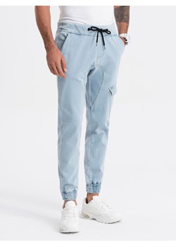 Spodnie męskie JOGGERY z kieszenią cargo - jasnoniebieskie V1 OM-PADJ-0112 ze sklepu ombre w kategorii Spodnie męskie - zdjęcie 159252736