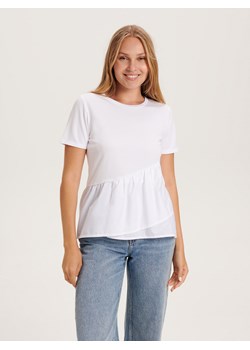 Reserved - T-shirt z falbaną - biały ze sklepu Reserved w kategorii Bluzki damskie - zdjęcie 159255735