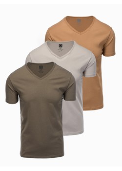 Zestaw koszulek bawełnianych V-NECK 3-pak - mix V1 Z29 ze sklepu ombre w kategorii T-shirty męskie - zdjęcie 159263647