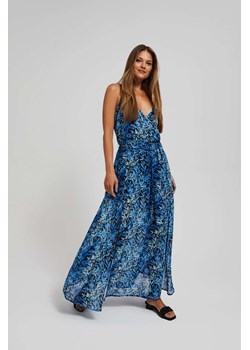 Wzorzysta sukienka maxi błękitna ze sklepu Moodo.pl w kategorii Sukienki - zdjęcie 159265305