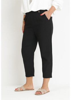 Czarne Spodnie z Długimi Nogawkami i Gumką w Talii Nokash ze sklepu Born2be Odzież w kategorii Spodnie damskie - zdjęcie 159265415