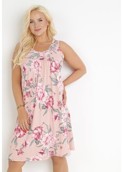 Różowa Trapezowa Sukienka Midi w Kwiaty Lexani ze sklepu Born2be Odzież w kategorii Sukienki - zdjęcie 159265635