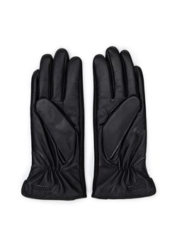 Damskie rękawiczki skórzane z połyskującym wykończeniem czarne ze sklepu WITTCHEN w kategorii Rękawiczki damskie - zdjęcie 159314039