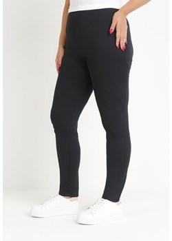 Czarne Legginsy z Gumką w Pasie i Długimi Nogawkami Hizna ze sklepu Born2be Odzież w kategorii Spodnie damskie - zdjęcie 159314166
