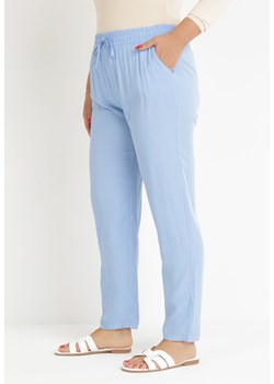 Niebieskie Materiałowe Spodnie z Gumką w Talii Airiana ze sklepu Born2be Odzież w kategorii Spodnie damskie - zdjęcie 159314429