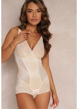 Beżowe Kopertowe Body Modelujące Sylwetkę Sidoine ze sklepu Renee odzież w kategorii Body damskie - zdjęcie 159314668