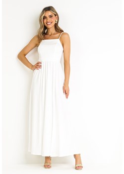 Biała Sukienka Maxi na Ramiączkach z Rozcięciem na Dole i Kwadratowym Dekoltem Jacklyn ze sklepu Born2be Odzież w kategorii Sukienki - zdjęcie 159316746