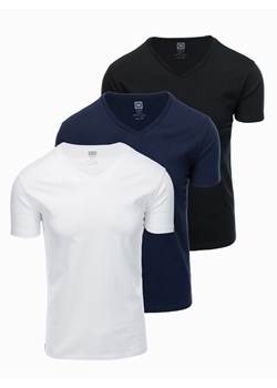 Zestaw koszulek bawełnianych V-NECK 3-pak - mix V12 Z29 ze sklepu ombre w kategorii T-shirty męskie - zdjęcie 159320045