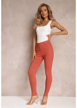 Pomarańczowe Spodnie Skinny z Talią High Waist Malga ze sklepu Renee odzież w kategorii Spodnie damskie - zdjęcie 159331627