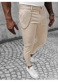 Spodnie męskie chino materiałowe beżowe OZONEE DJ/550170 ze sklepu ozonee.pl w kategorii Spodnie męskie - zdjęcie 159332048