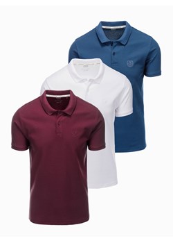 Zestaw koszulek męskich polo z dzianiny pique 3-pak - mix V2 Z28 ze sklepu ombre w kategorii T-shirty męskie - zdjęcie 160043286