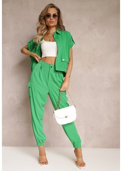 Zielony 2-częściowy Komplet z Bluzką i Spodniami Ezrala ze sklepu Renee odzież w kategorii Komplety i garnitury damskie - zdjęcie 160045908