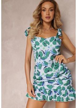 Zielona Dopasowana Sukienka Mini z Falbankami i Wiązanymi Ramiączkami Sotti ze sklepu Renee odzież w kategorii Sukienki - zdjęcie 160046008
