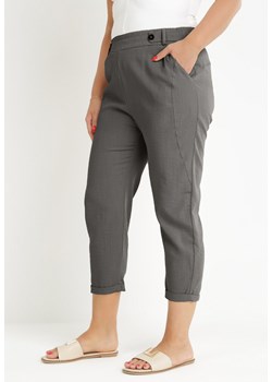 Ciemnozielone Spodnie z Długimi Nogawkami i Gumką w Talii Nokash ze sklepu Born2be Odzież w kategorii Spodnie damskie - zdjęcie 160046168