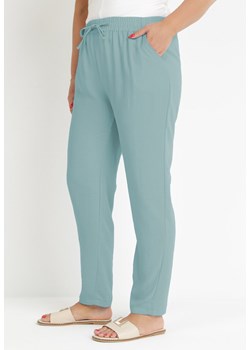 Miętowe Spodnie z Gumką w Pasie i Długimi Nogawkami Jasela ze sklepu Born2be Odzież w kategorii Spodnie damskie - zdjęcie 160046318