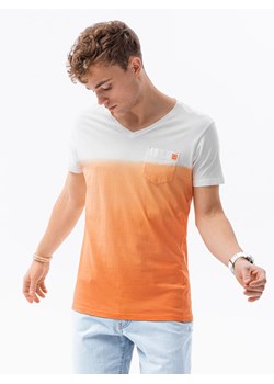 T-shirt męski bawełniany - pomarańczowy V7 S1380 ze sklepu ombre w kategorii T-shirty męskie - zdjęcie 160049666