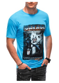 T-shirt męski z nadrukiem 1860S - jasnoniebieski ze sklepu Edoti w kategorii T-shirty męskie - zdjęcie 160049787