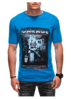 T-shirt męski z nadrukiem 1860S - niebieski ze sklepu Edoti w kategorii T-shirty męskie - zdjęcie 160049817