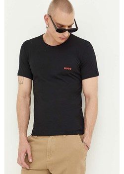 HUGO t-shirt bawełniany 3-pack kolor czarny z nadrukiem ze sklepu ANSWEAR.com w kategorii T-shirty męskie - zdjęcie 160057586