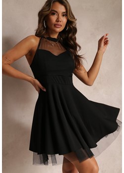 Czarna Sukienka Rozkloszowana z Tiulową Wstawką Leonela ze sklepu Renee odzież w kategorii Sukienki - zdjęcie 160066995