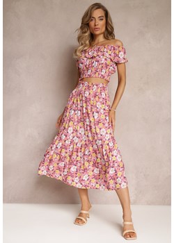 Różowy Bawełniany Komplet 2-częściowy z Topem i Spódnicą Ransa ze sklepu Renee odzież w kategorii Komplety i garnitury damskie - zdjęcie 160067118