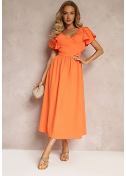 Pomarańczowa Taliowana Sukienka Maxi z Falbanami Giftis ze sklepu Renee odzież w kategorii Sukienki - zdjęcie 160067409