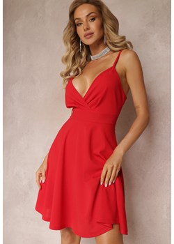 Czerwona Mini Sukienka na Regulowanych Ramiączkach o Rozkloszowanym Fasonie Feimme ze sklepu Renee odzież w kategorii Sukienki - zdjęcie 160067438