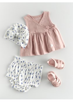 Reserved - Bawełniany komplet z czapką - różowy ze sklepu Reserved w kategorii Komplety niemowlęce - zdjęcie 160068057