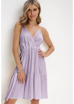 Fioletowa Sukienka z Wiskozy Aikena ze sklepu Born2be Odzież w kategorii Sukienki - zdjęcie 160077826