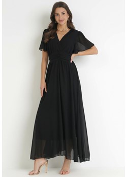 Czarna Kopertowa Sukienka Maxi z Gumką w Pasie Narlin ze sklepu Born2be Odzież w kategorii Sukienki - zdjęcie 160081666