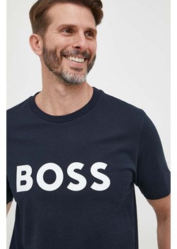 BOSS t-shirt bawełniany kolor granatowy z nadrukiem 50495742 ze sklepu ANSWEAR.com w kategorii T-shirty męskie - zdjęcie 160083656
