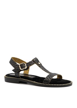 Czarne skórzane sandały 167T ze sklepu NESCIOR w kategorii Sandały damskie - zdjęcie 160084878