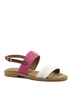 Biało różowe skórzane sandały 167P ze sklepu NESCIOR w kategorii Sandały damskie - zdjęcie 160084896
