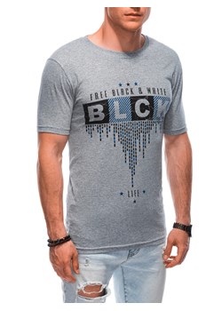 T-shirt męski z nadrukiem 1874S - szary ze sklepu Edoti w kategorii T-shirty męskie - zdjęcie 160143807