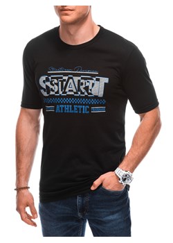 T-shirt męski z nadrukiem 1873S - czarny ze sklepu Edoti w kategorii T-shirty męskie - zdjęcie 160143809